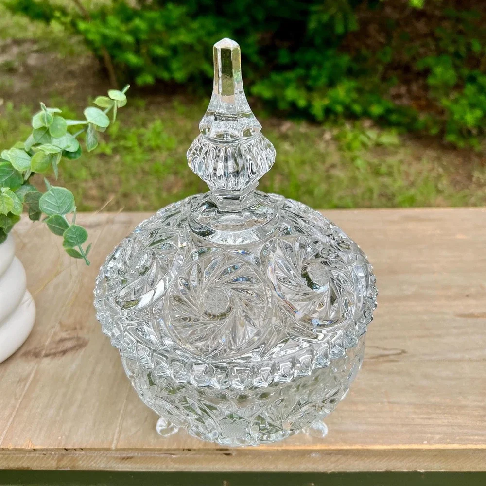 Crystal 1978 Candy Dish w/ Lid Pinwheel Design